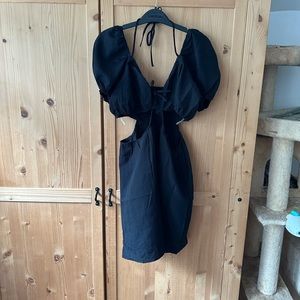 Black h & m rib cut out short dress